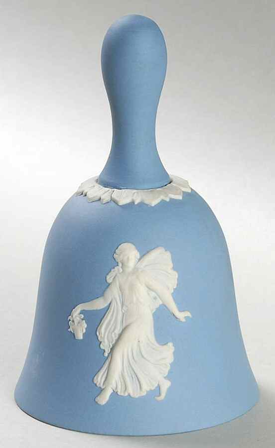 Cream Color on Lavender (Pale Blue) Jasperware Bell by Wedgwood-1
