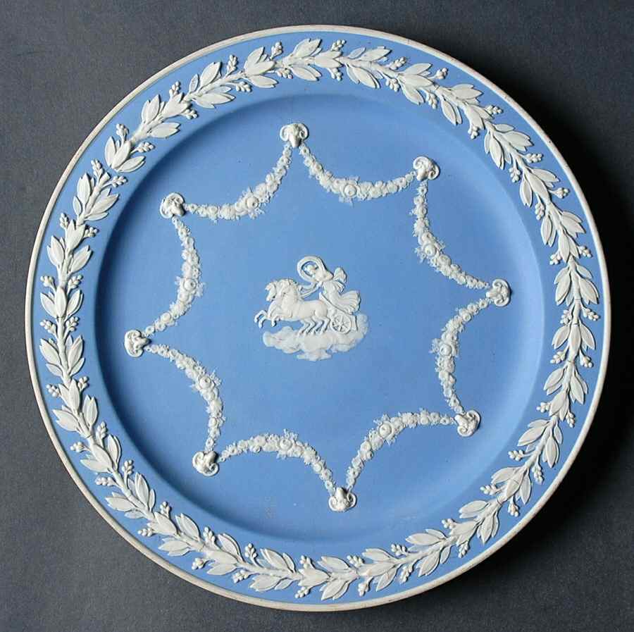 Cream Color on Lavender (Pale Blue) Jasperware Service Plate (Charger) by Wedgwood-1