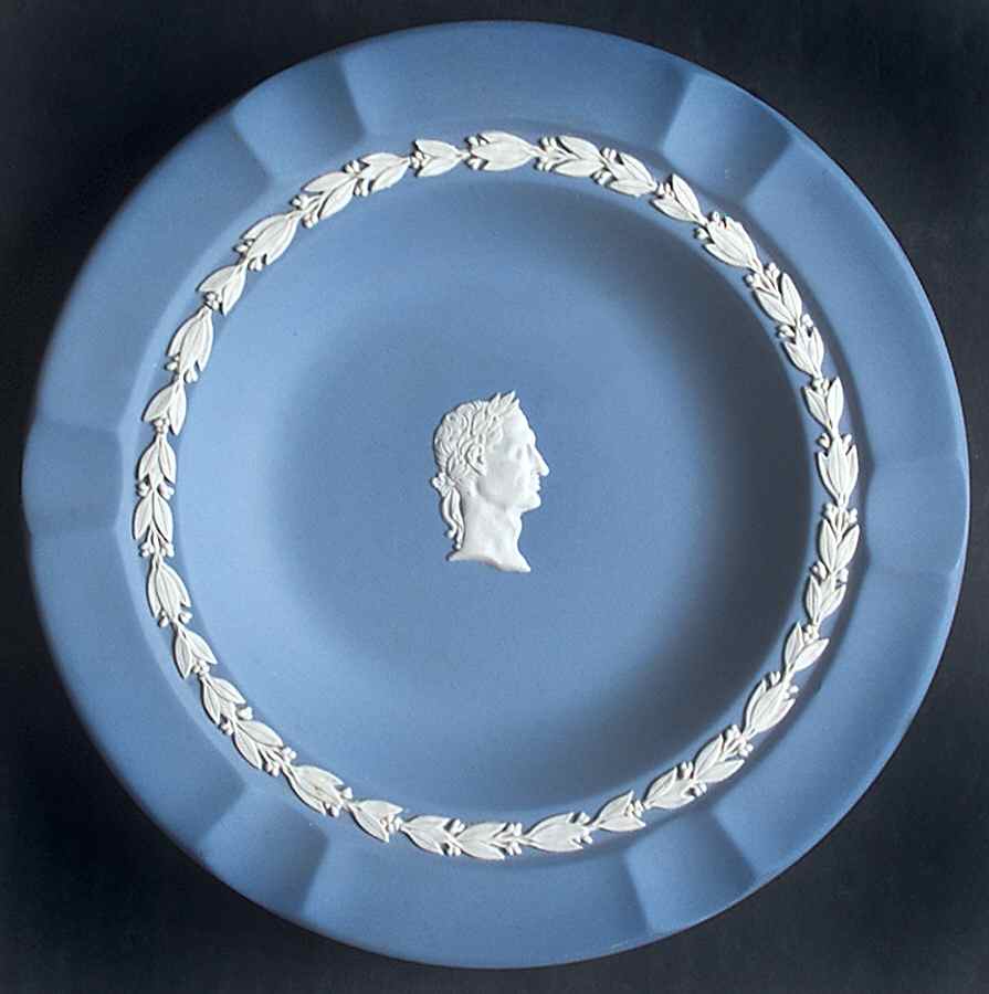 Cream Color on Lavender (Pale Blue) Jasperware Executive Ashtray by Wedgwood-1