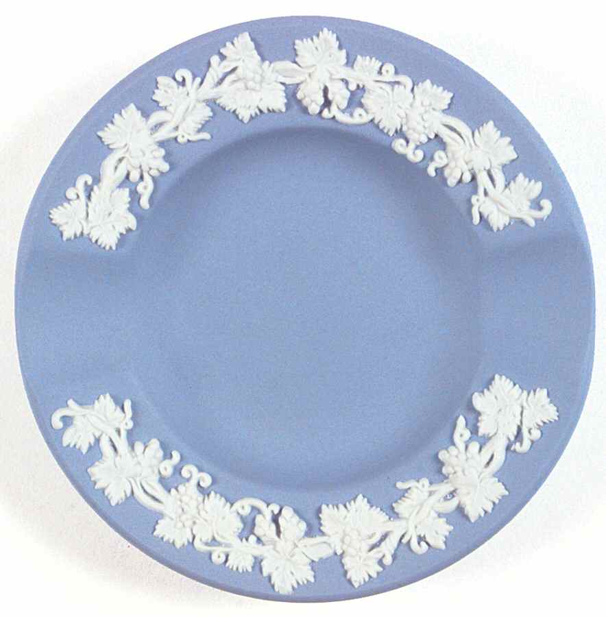 Cream Color on Lavender (Pale Blue) Jasperware 2 Slot Round Ashtray by Wedgwood-1