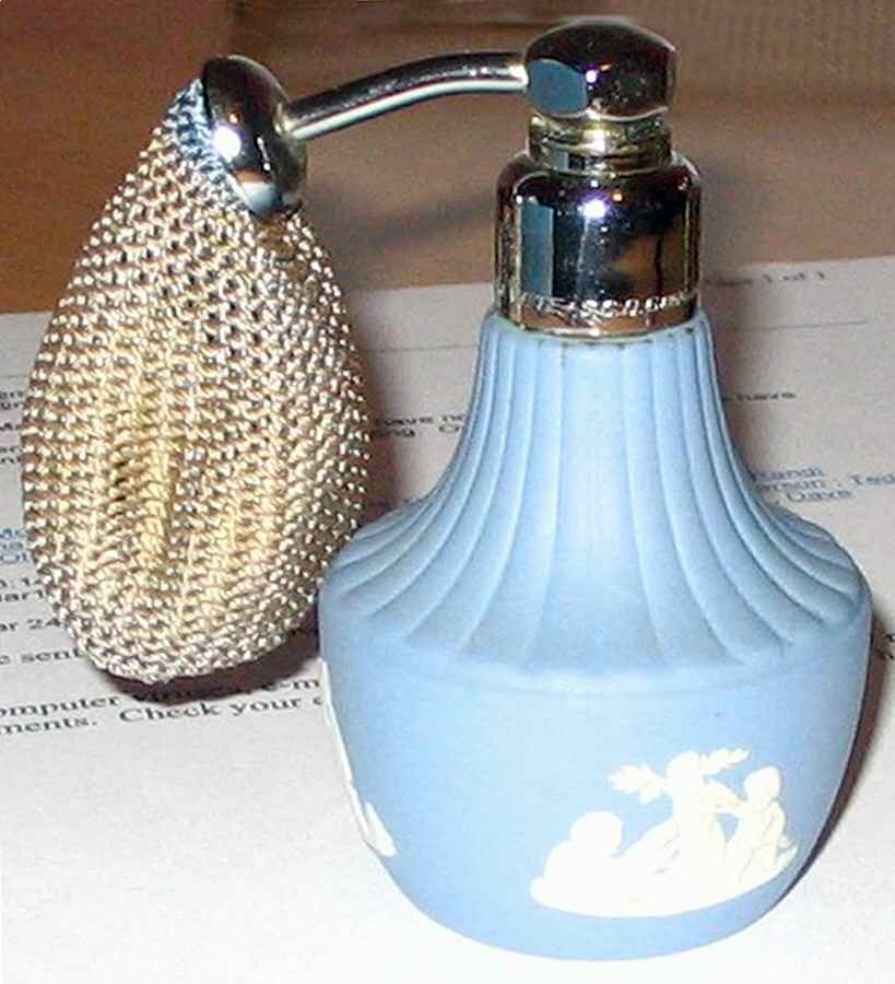 Cream Color on Lavender (Pale Blue) Jasperware Atomizer by Wedgwood-1