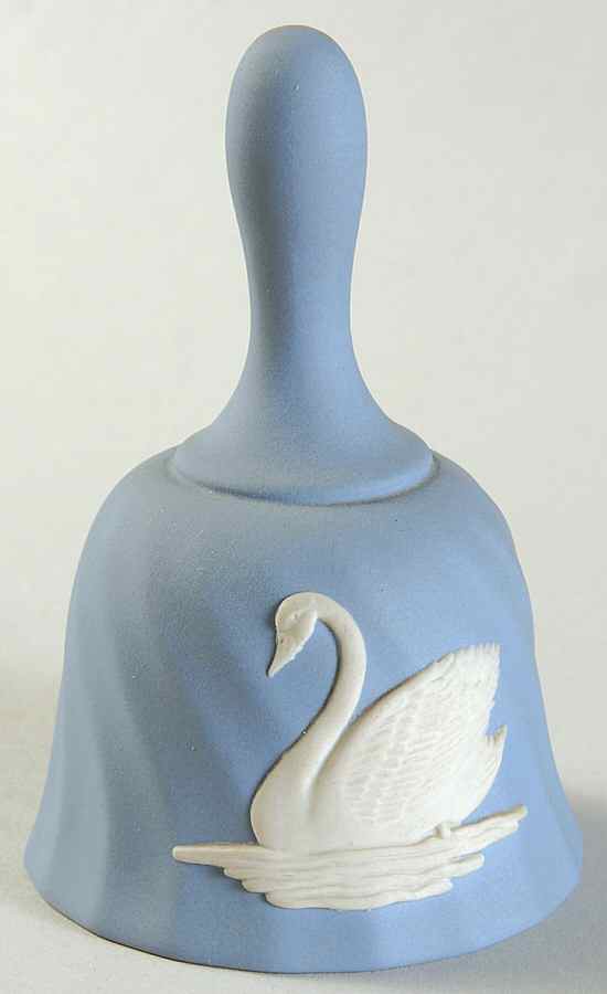 Cream Color on Lavender (Pale Blue) Jasperware Bell by Wedgwood-1
