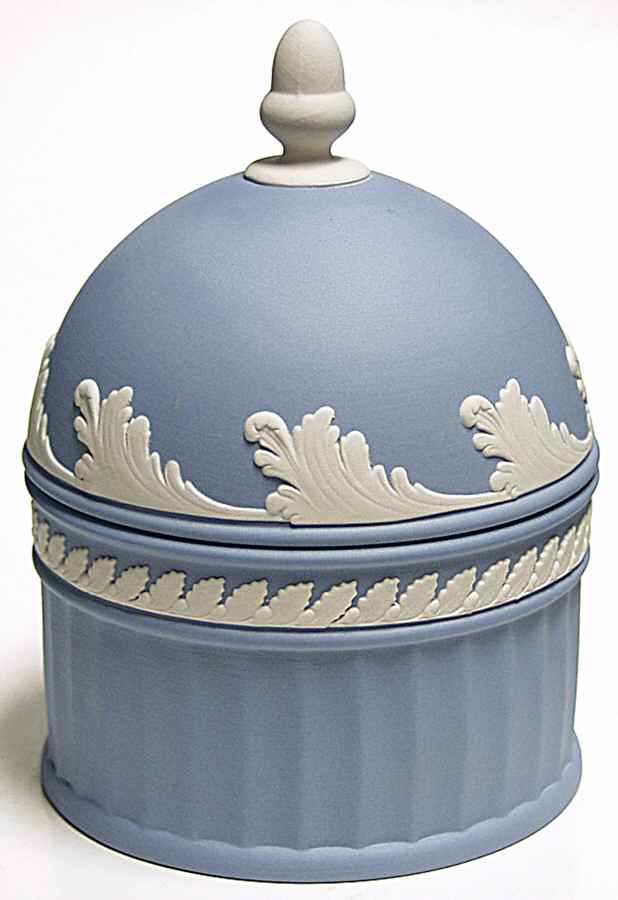 Cream Color on Lavender (Pale Blue) Jasperware Box-Acorn by Wedgwood-1