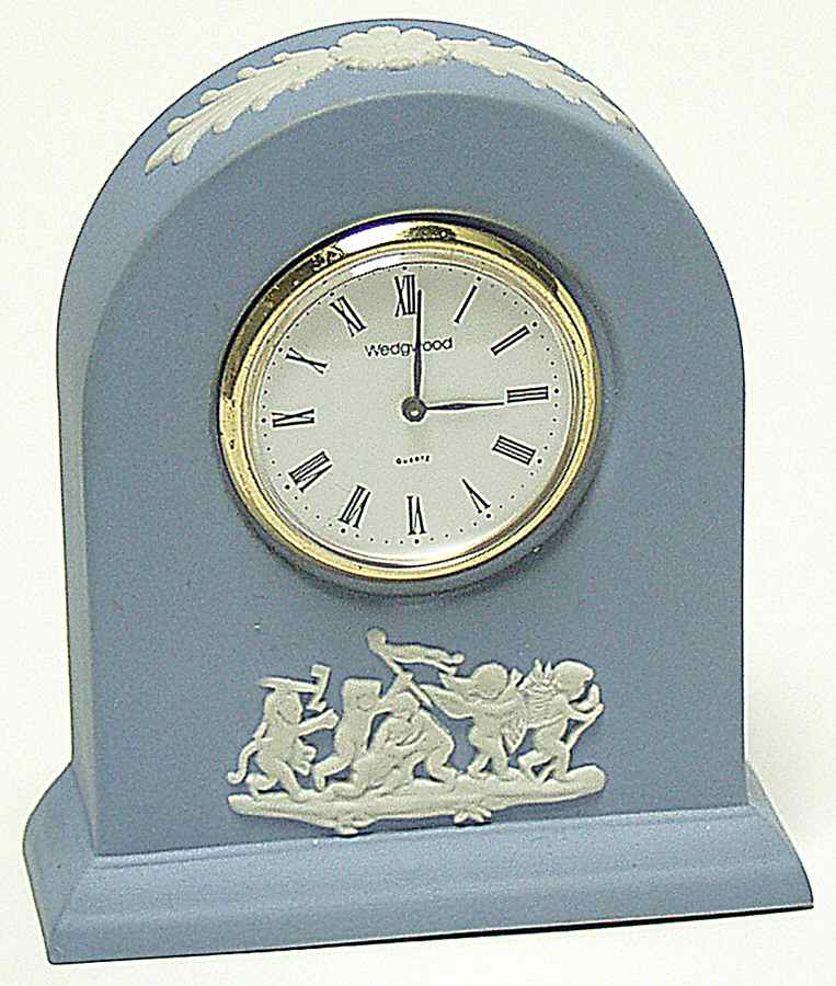 Cream Color on Lavender (Pale Blue) Jasperware Small Clock Dome by Wedgwood-1