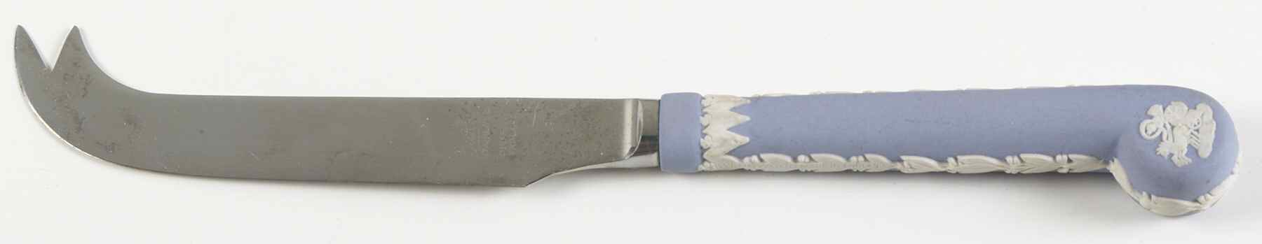 Cream Color on Lavender (Pale Blue) Jasperware Cheese Knife with Stainless Blade by Wedgwood-1