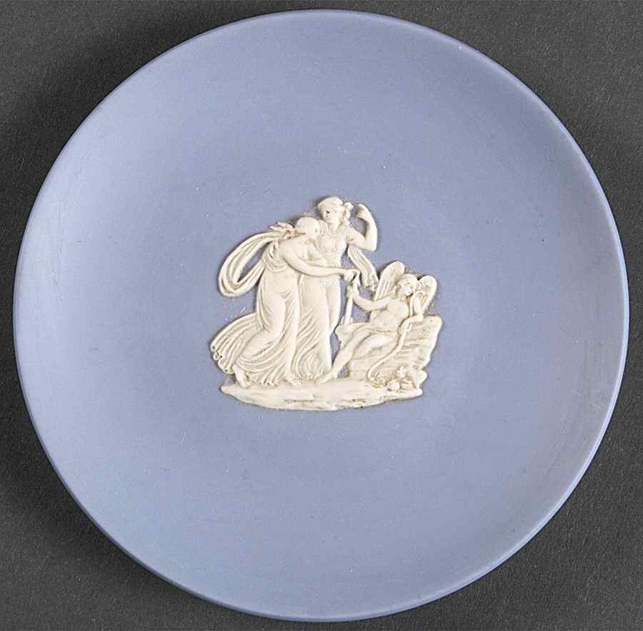 Cream Color on Lavender (Pale Blue) Jasperware Coaster by Wedgwood-1