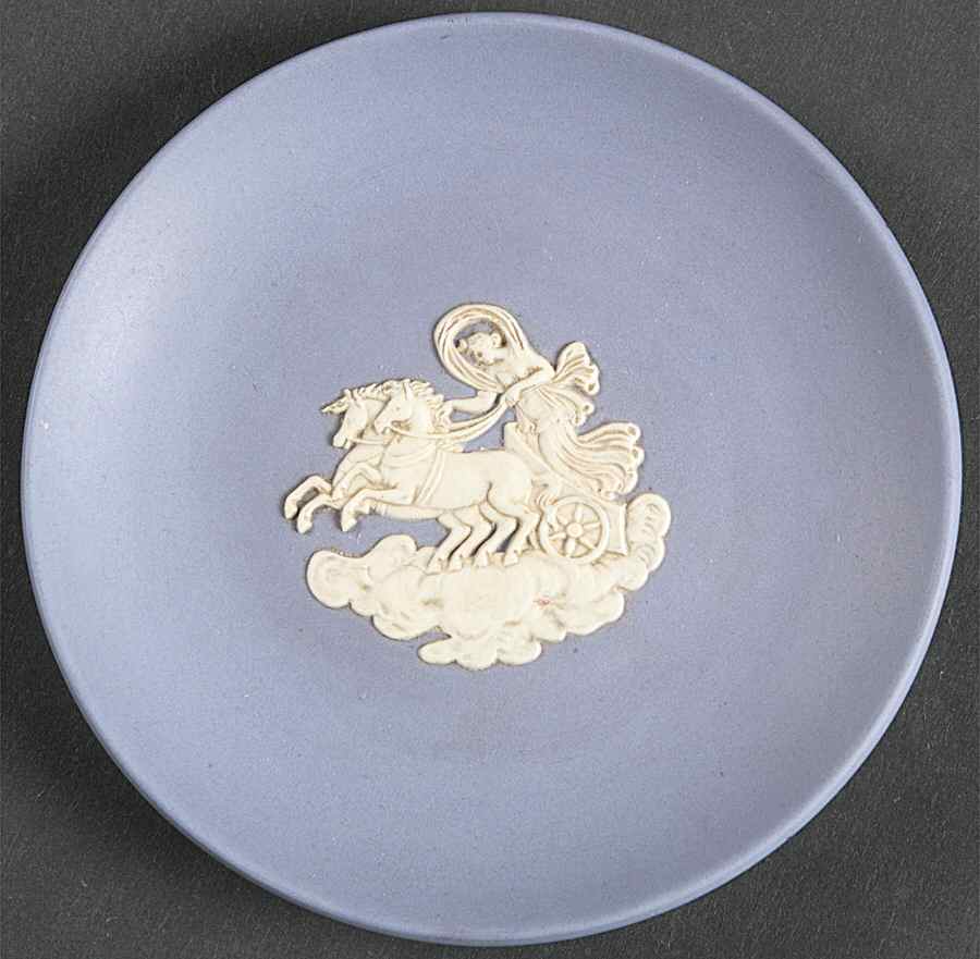Cream Color on Lavender (Pale Blue) Jasperware Coaster by Wedgwood-1