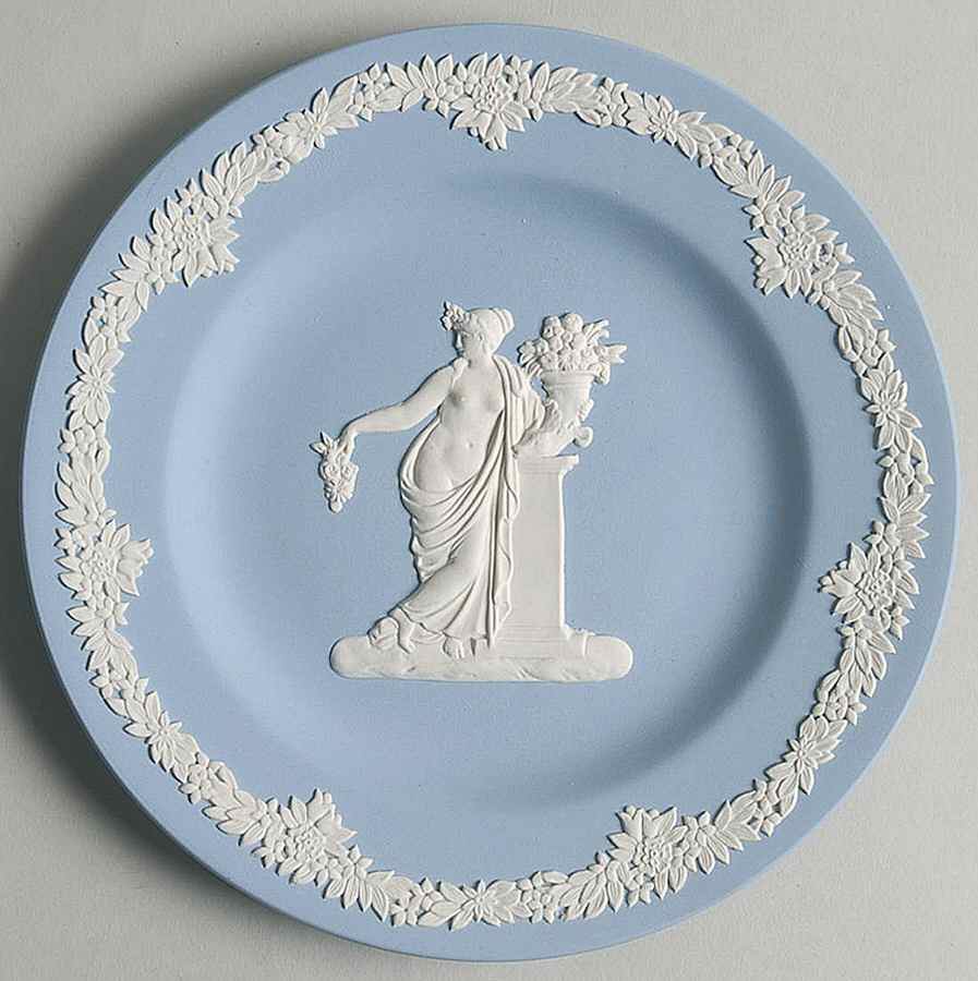 Cream Color on Lavender (Pale Blue) Jasperware Collector Plate by Wedgwood-1