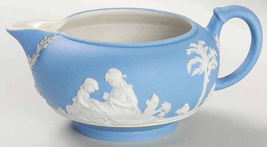 Cream Color on Lavender (Pale Blue) Jasperware Creamer by Wedgwood-1