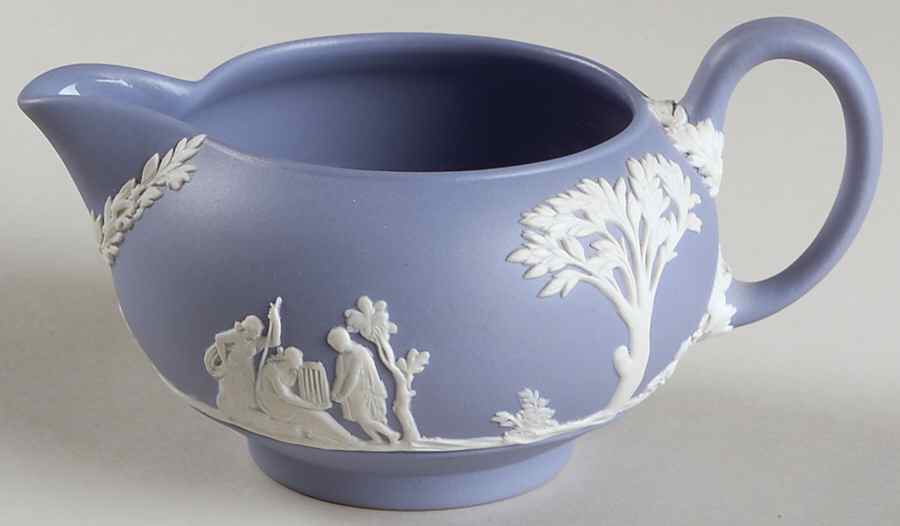 Cream Color on Lavender (Pale Blue) Jasperware Creamer by Wedgwood-1