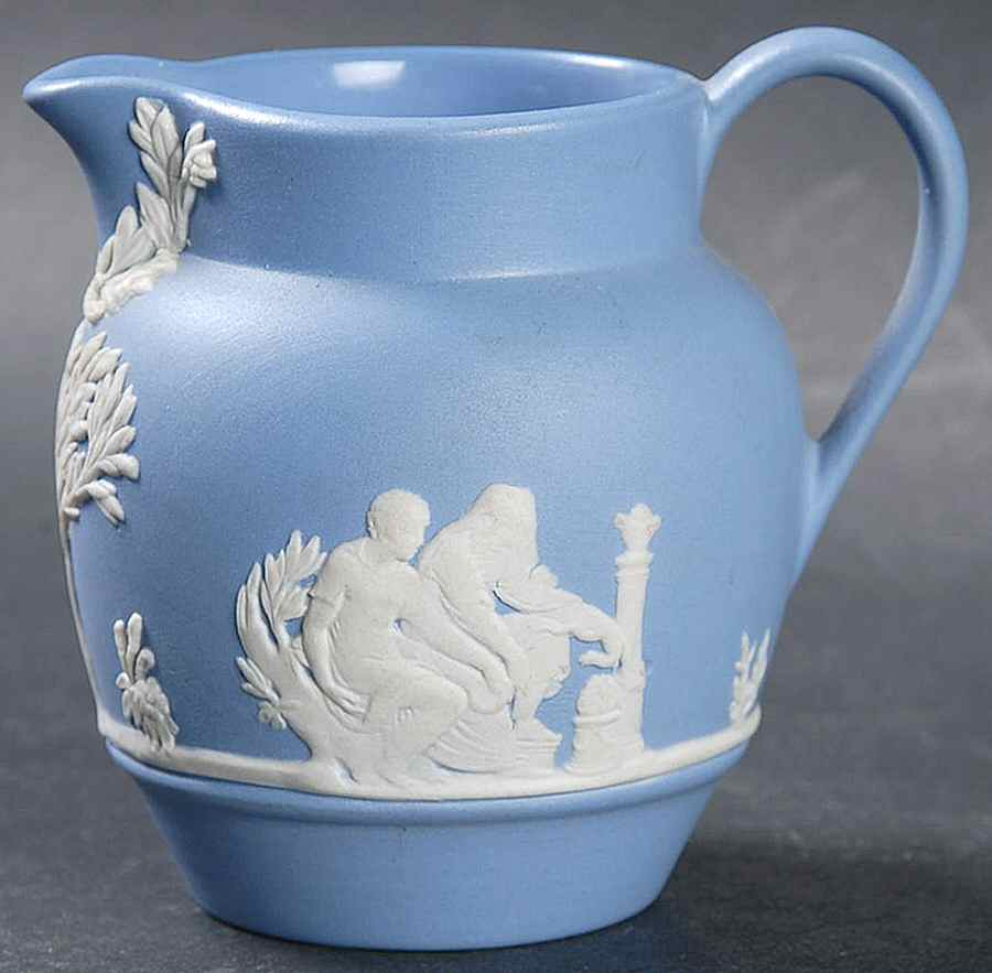 Cream Color on Lavender (Pale Blue) Jasperware Mini Creamer by Wedgwood-1