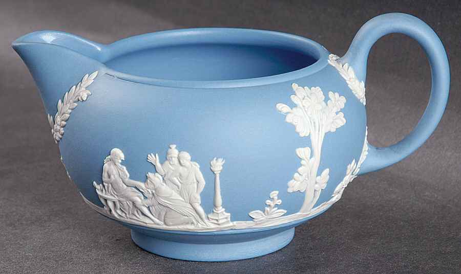 Cream Color on Lavender (Pale Blue) Jasperware Mini Creamer by Wedgwood-1