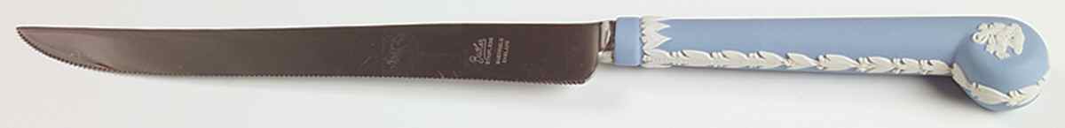 Cream Color on Lavender (Pale Blue) Jasperware Knife-Carving/Stainless Blade by Wedgwood-1