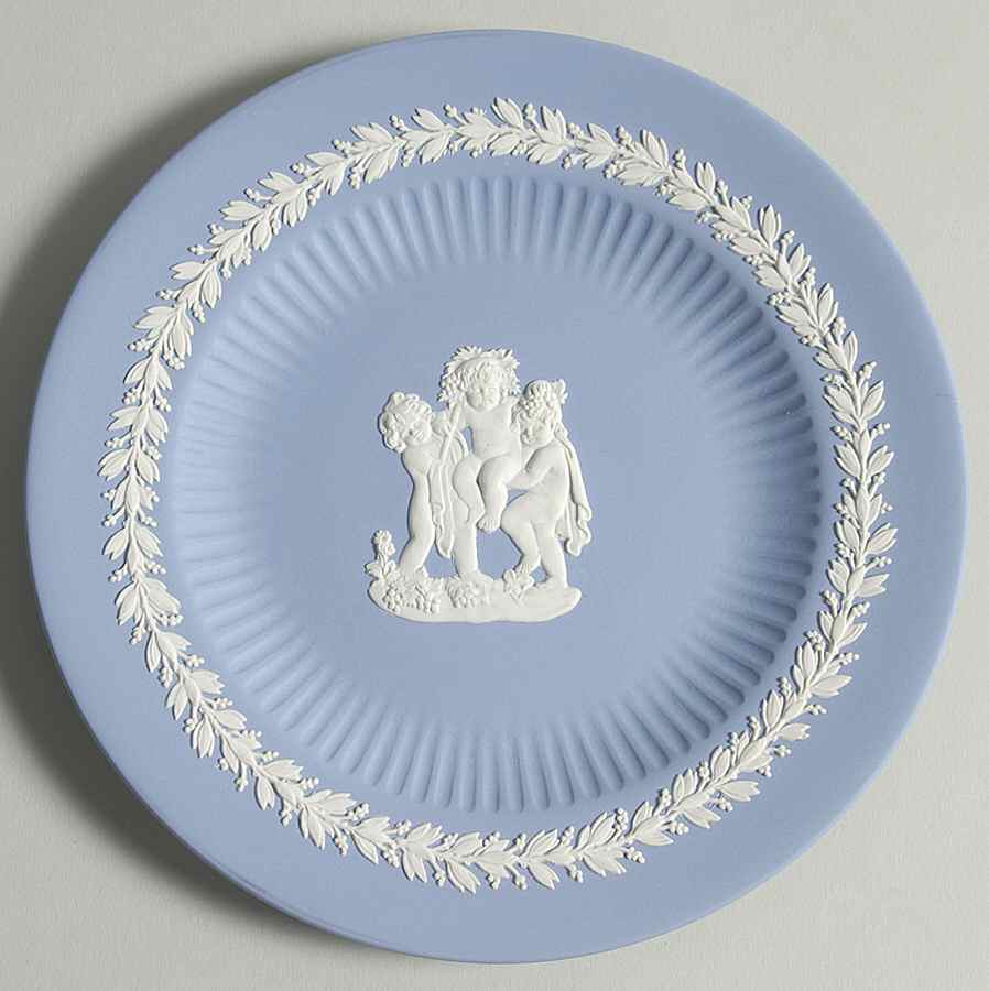 Cream Color on Lavender (Pale Blue) Jasperware Collector Plate by Wedgwood-1