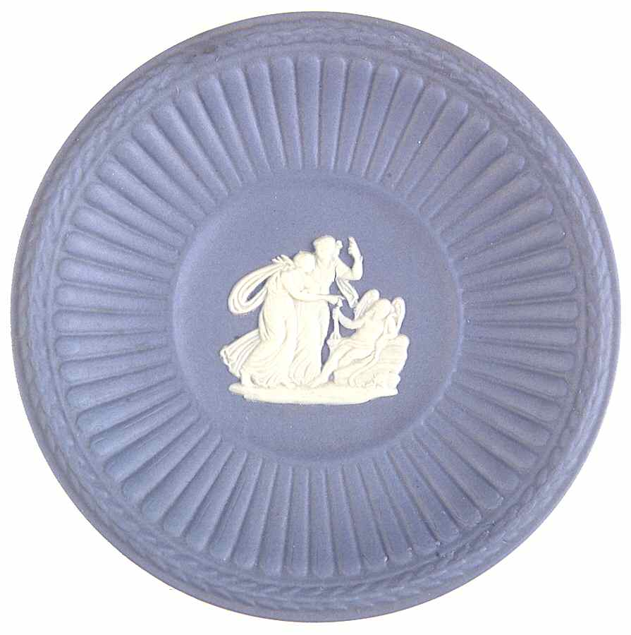 Cream Color on Lavender (Pale Blue) Jasperware Round Fluted Compotier by Wedgwood-1