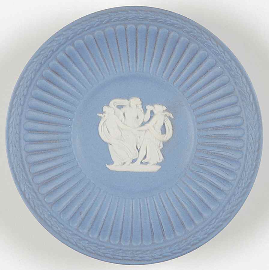 Cream Color on Lavender (Pale Blue) Jasperware Round Fluted Compotier by Wedgwood-1