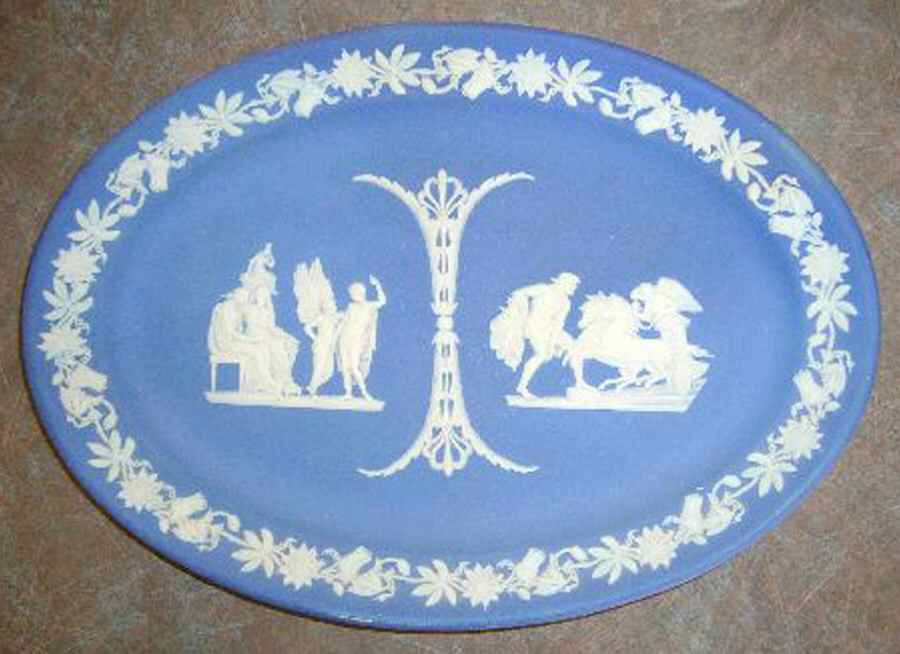 Cream Color on Lavender (Pale Blue) Jasperware Comb Tray by Wedgwood-1