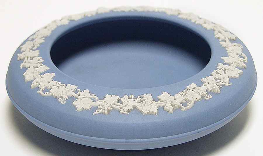 Cream Color on Lavender (Pale Blue) Jasperware Incurved Bowl by Wedgwood-1