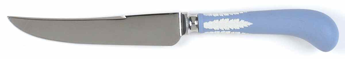 Cream Color on Lavender (Pale Blue) Jasperware Individual Fruit Knife by Wedgwood-1