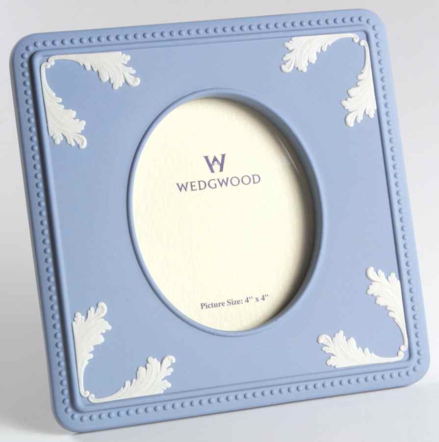Cream Color on Lavender (Pale Blue) Jasperware Frame-Holds 4" X 4" by Wedgwood-1