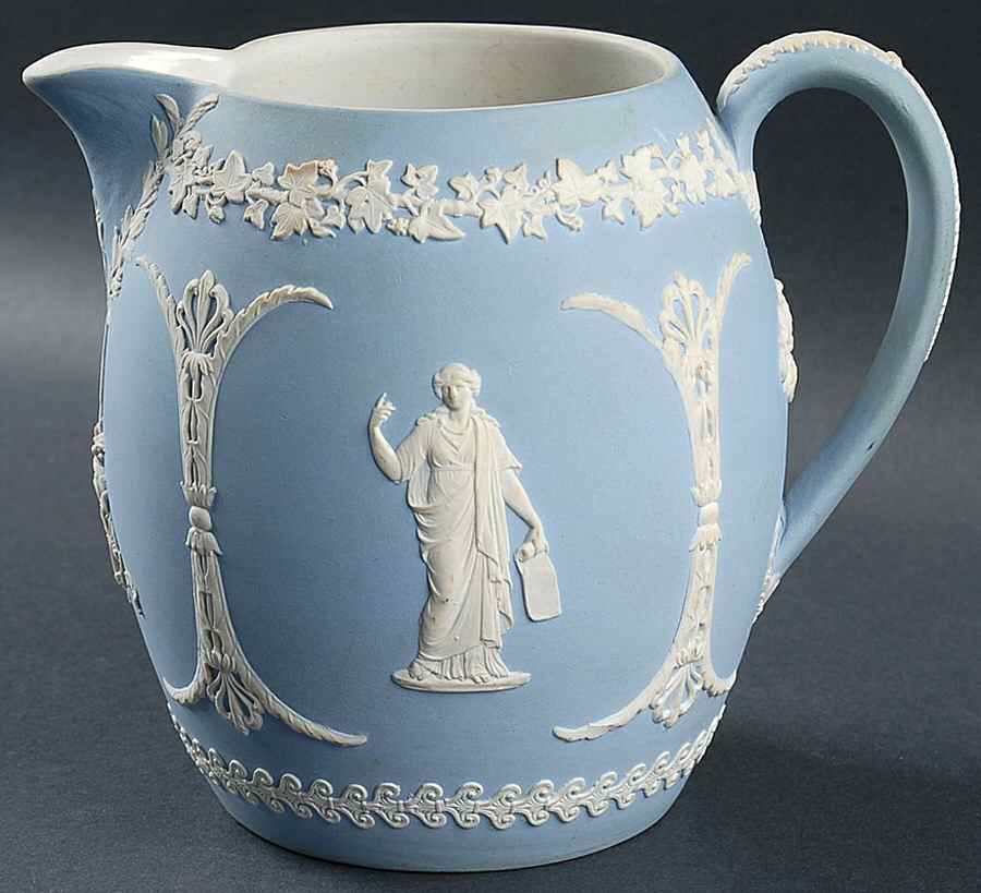 Cream Color on Lavender (Pale Blue) Jasperware 40 Oz Orange Jug by Wedgwood-1