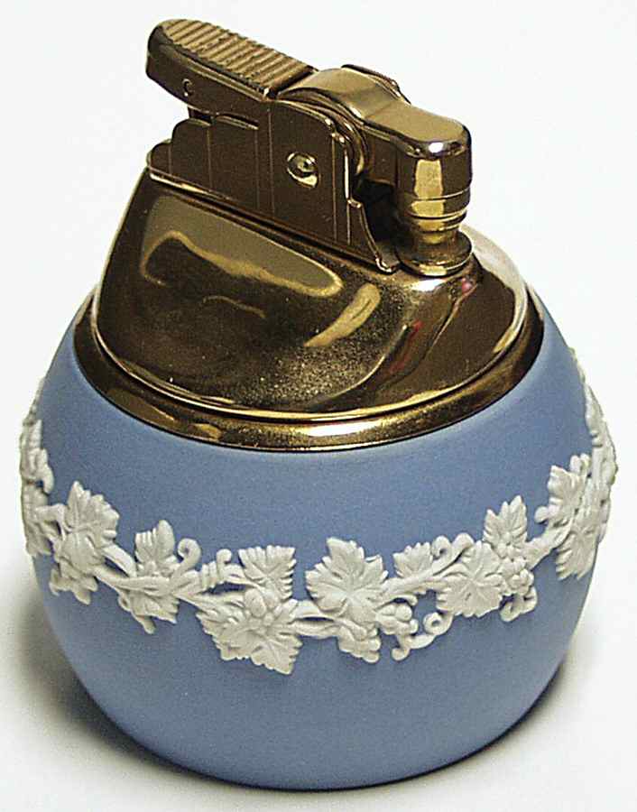Cream Color on Lavender (Pale Blue) Jasperware Cigarette Lighter by Wedgwood-1