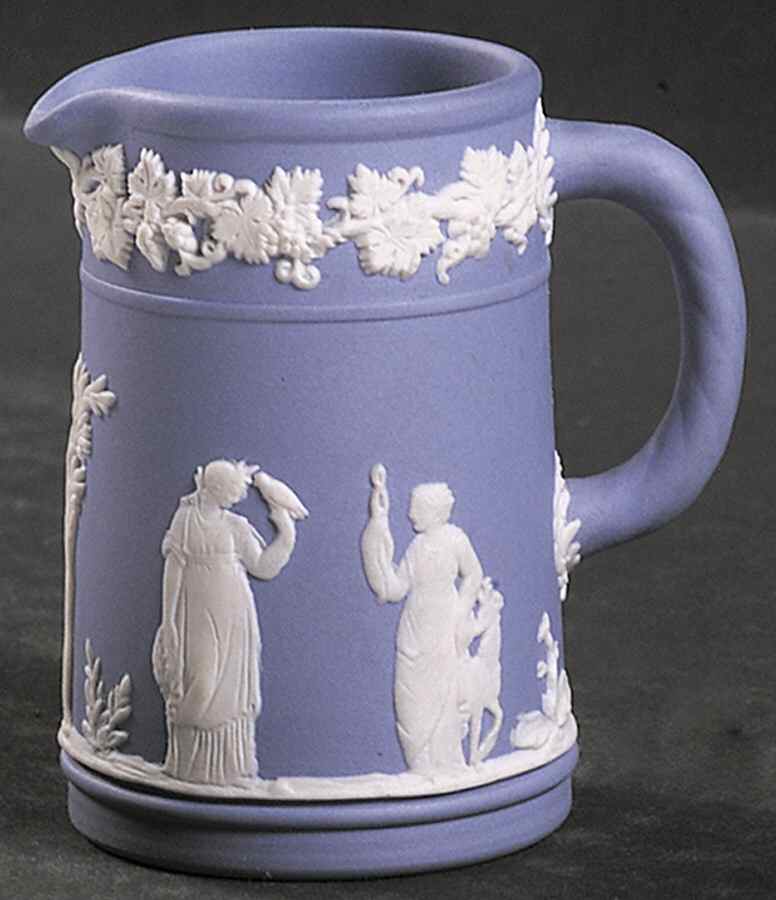 Cream Color on Lavender (Pale Blue) Jasperware Mini Trojan Jug by Wedgwood-1