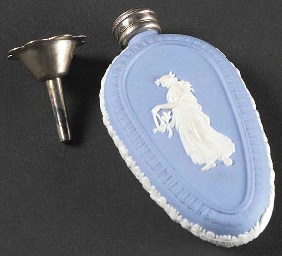 Cream Color on Lavender (Pale Blue) Jasperware Mini Perfume with Stopper by Wedgwood-1