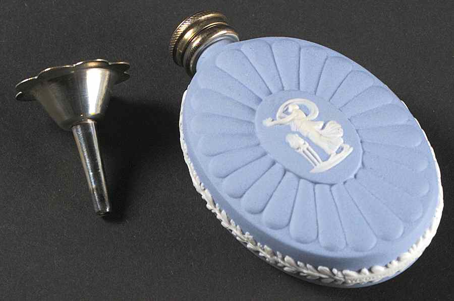 Cream Color on Lavender (Pale Blue) Jasperware Mini Perfume with Stopper by Wedgwood-1