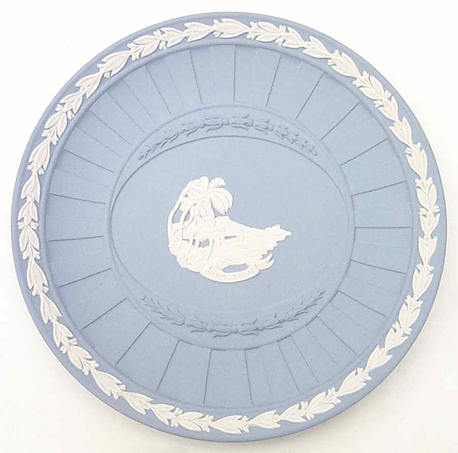 Cream Color on Lavender (Pale Blue) Jasperware Pallas Plate by Wedgwood-1