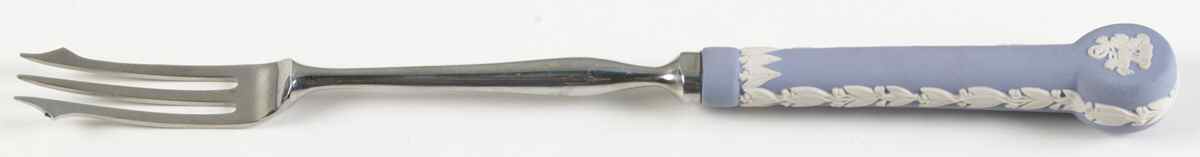 Cream Color on Lavender (Pale Blue) Jasperware Pickle Fork by Wedgwood-1