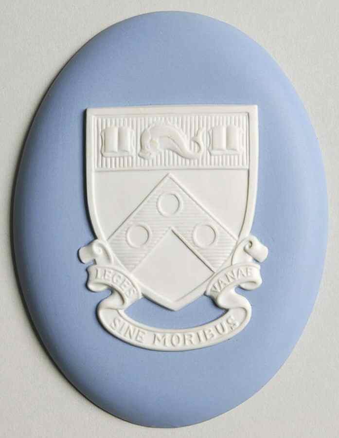 Cream Color on Lavender (Pale Blue) Jasperware College Plaque by Wedgwood-1