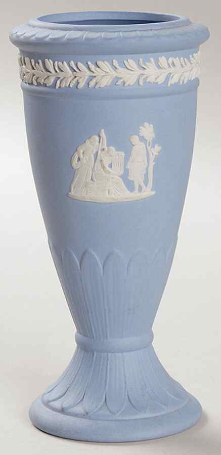 Cream Color on Lavender (Pale Blue) Jasperware Sacrifice Posey Pot by Wedgwood-1