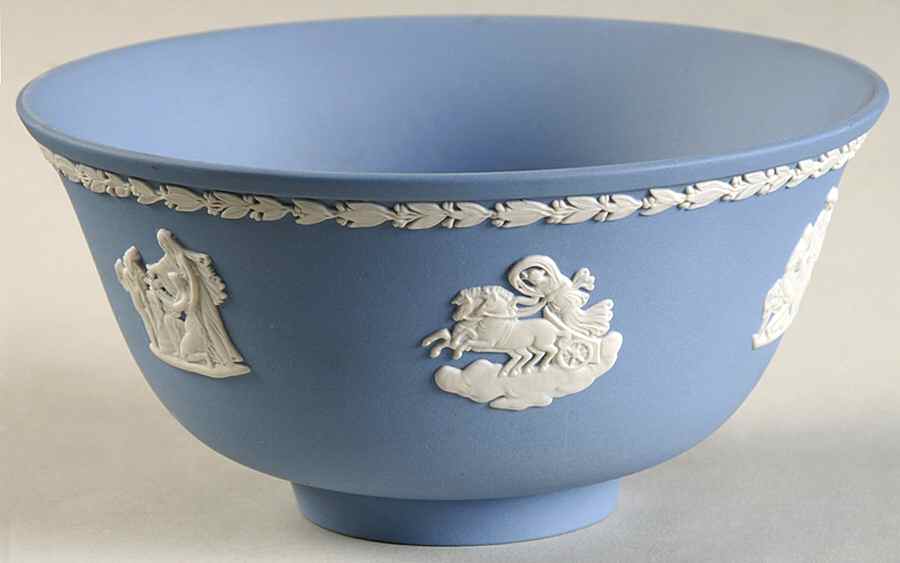 Cream Color on Lavender (Pale Blue) Jasperware 6" Round Bowl by Wedgwood-1