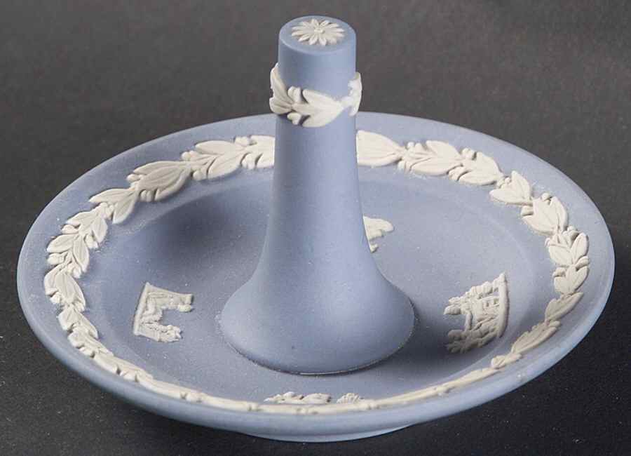 Cream Color on Lavender (Pale Blue) Jasperware Ring Holder by Wedgwood-1