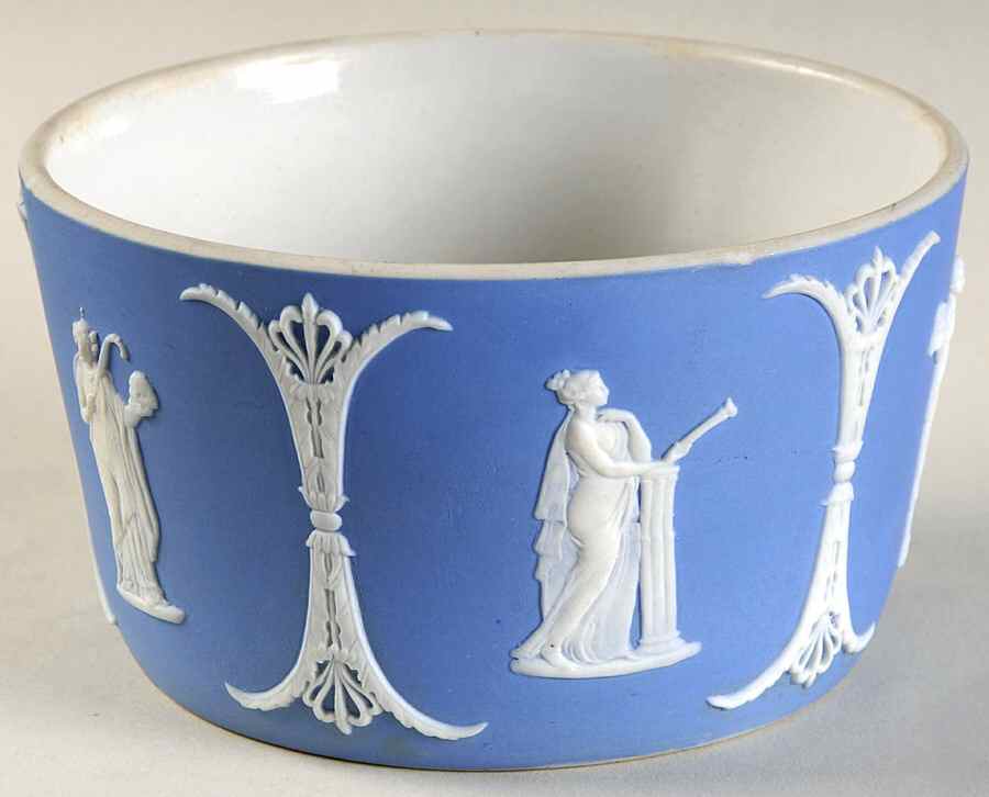 Cream Color on Lavender (Pale Blue) Jasperware 5" Round Bowl by Wedgwood-1