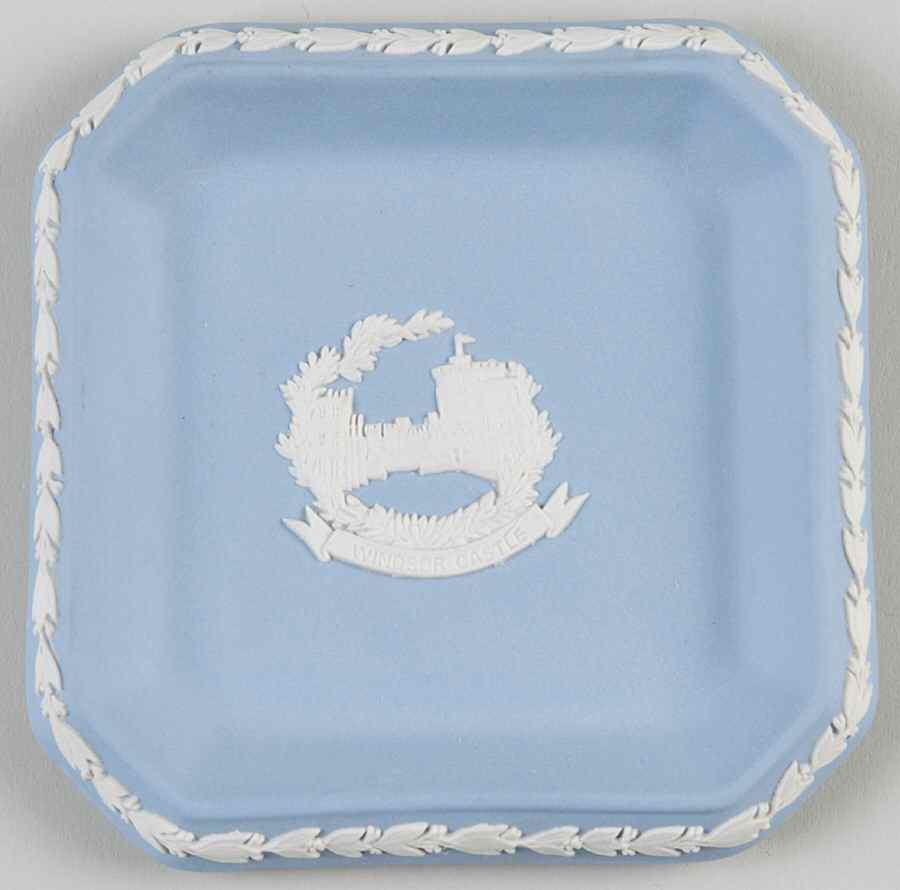 Cream Color on Lavender (Pale Blue) Jasperware Square Tray by Wedgwood-1