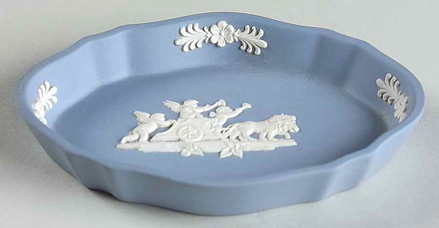 Cream Color on Lavender (Pale Blue) Jasperware Silver Tray by Wedgwood-1