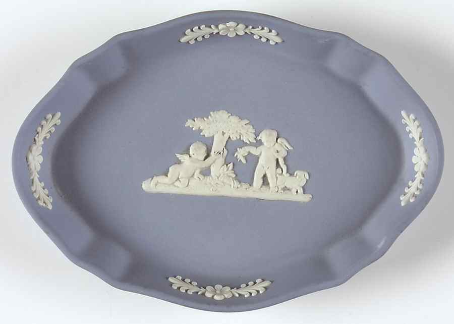Cream Color on Lavender (Pale Blue) Jasperware Silver Tray by Wedgwood-1