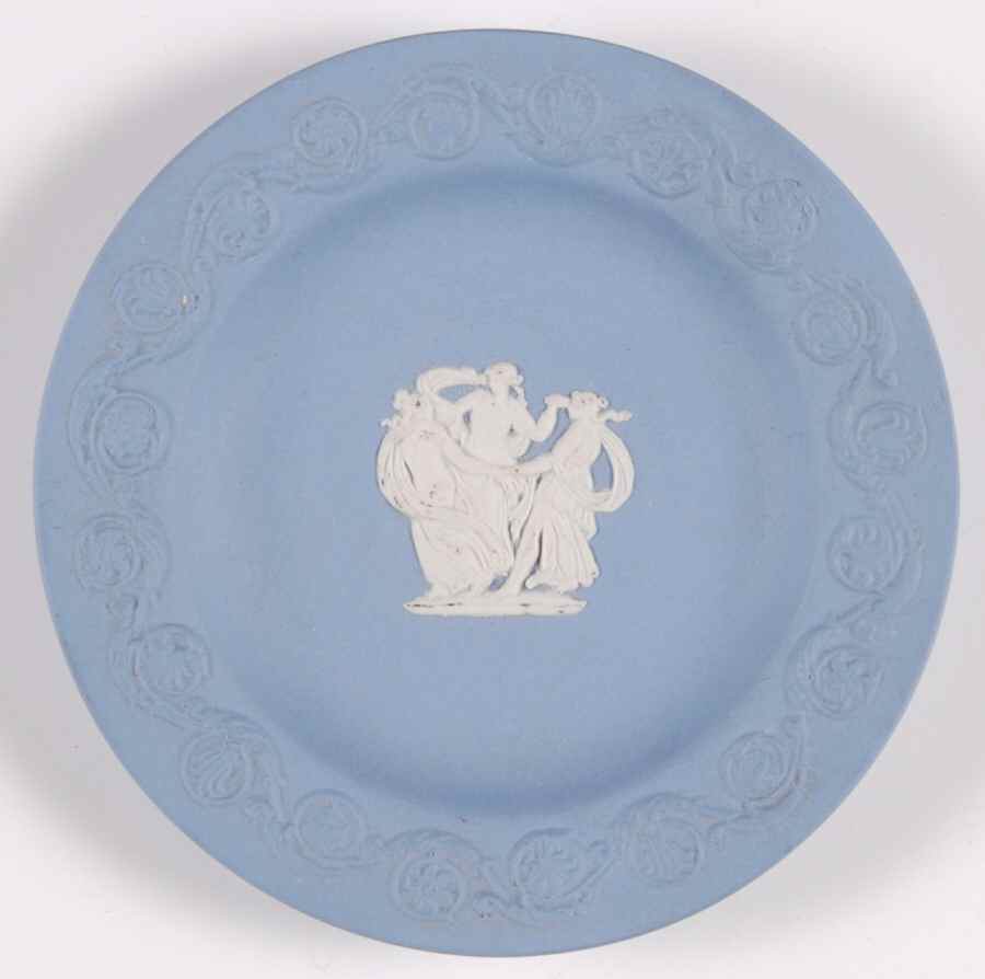 Cream Color on Lavender (Pale Blue) Jasperware Patrician Tray by Wedgwood-1