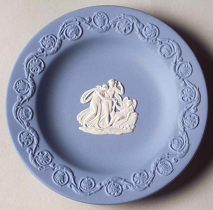 Cream Color on Lavender (Pale Blue) Jasperware Patrician Tray by Wedgwood-1
