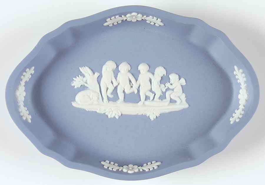 Cream Color on Lavender (Pale Blue) Jasperware Silver Tray by Wedgwood-1