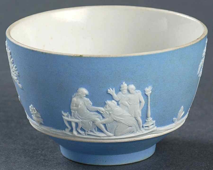 Cream Color on Lavender (Pale Blue) Jasperware Tea Bowl by Wedgwood-1
