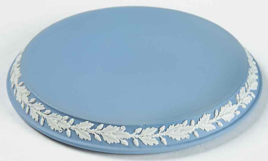 Cream Color on Lavender (Pale Blue) Jasperware Tea Pot Trivet by Wedgwood-1