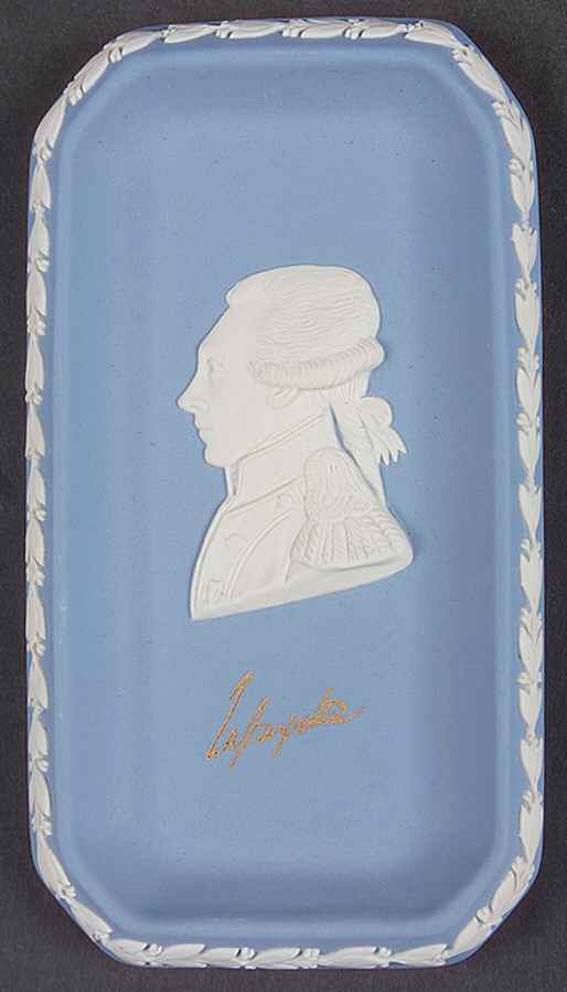 Cream Color on Lavender (Pale Blue) Jasperware 6" Oblong Tray by Wedgwood-1
