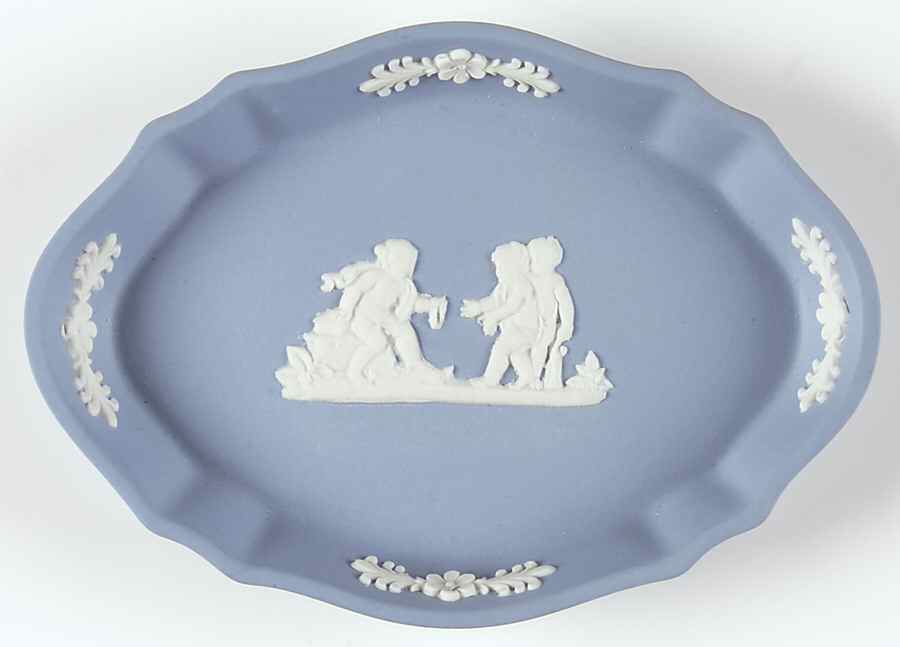 Cream Color on Lavender (Pale Blue) Jasperware Silver Tray by Wedgwood-1