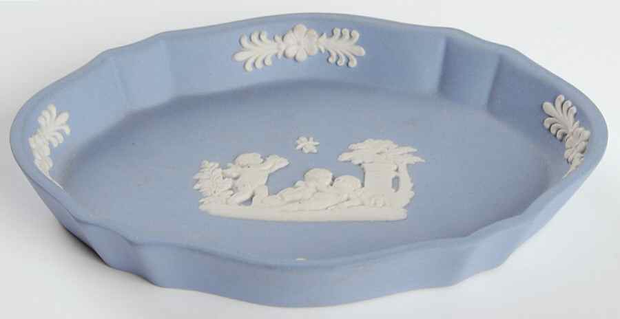 Cream Color on Lavender (Pale Blue) Jasperware Silver Tray by Wedgwood-1