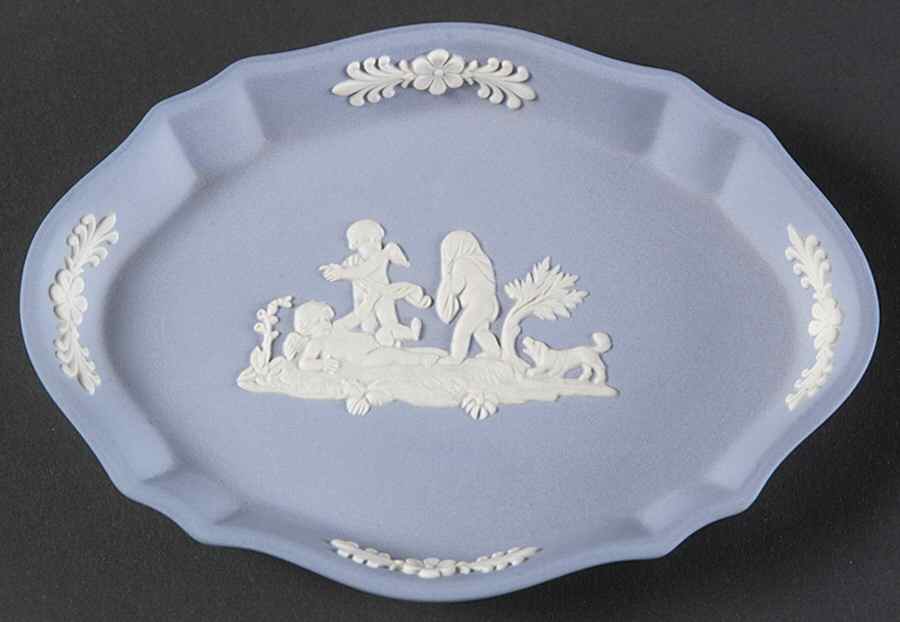 Cream Color on Lavender (Pale Blue) Jasperware Silver Tray by Wedgwood-1