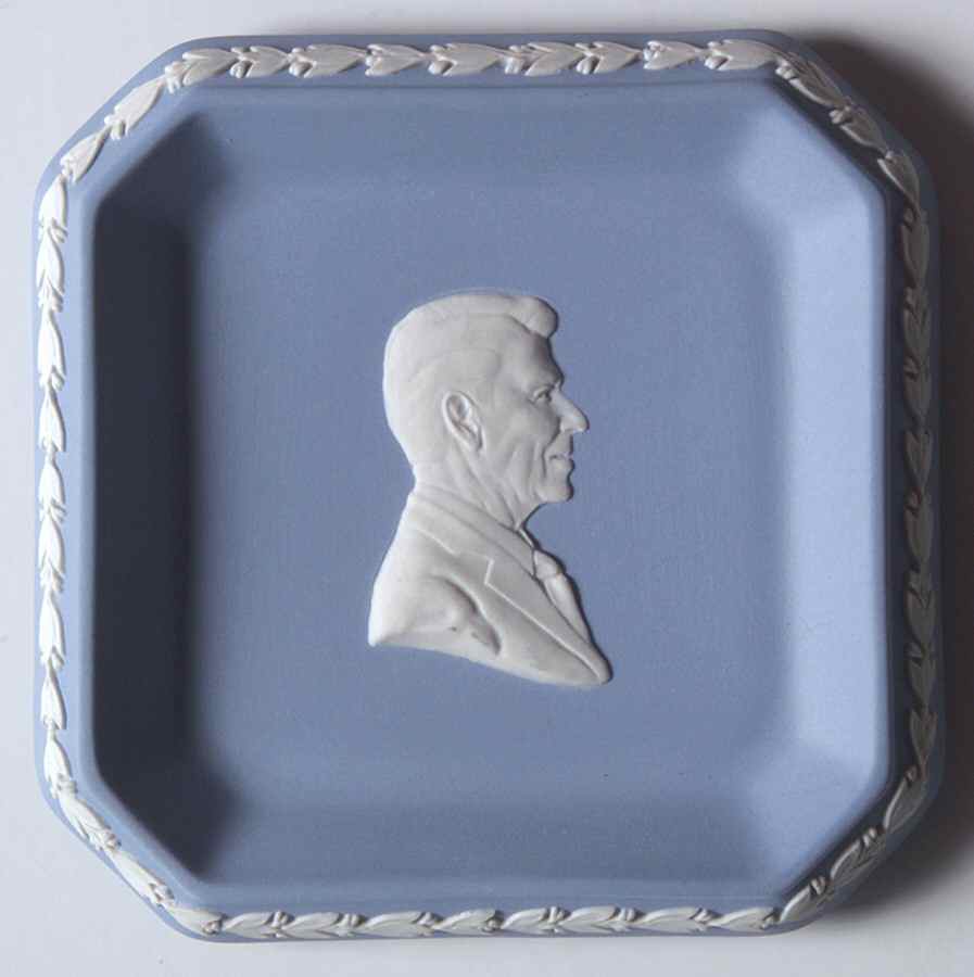 Cream Color on Lavender (Pale Blue) Jasperware Square Tray by Wedgwood-1