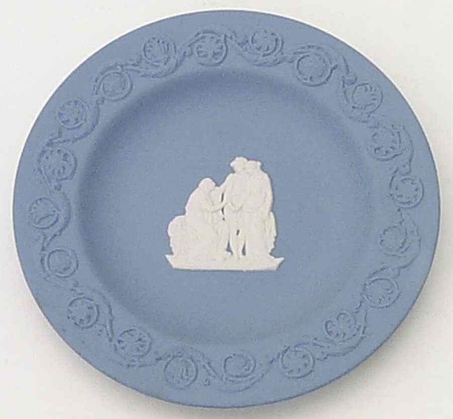 Cream Color on Lavender (Pale Blue) Jasperware Patrician Tray by Wedgwood-1